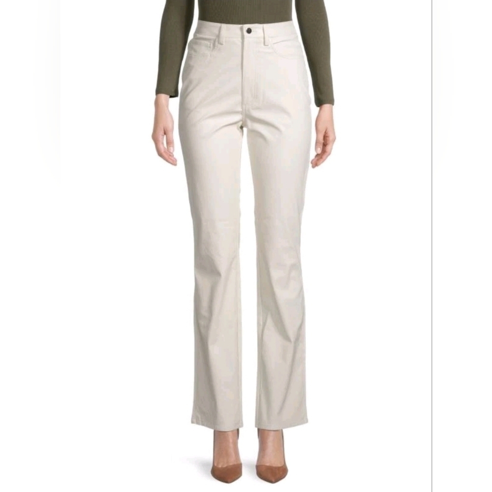 32 WeWoreWhat Danielle Bernstein Ivory High Waist Embossed Croc Ankle Flare Pant